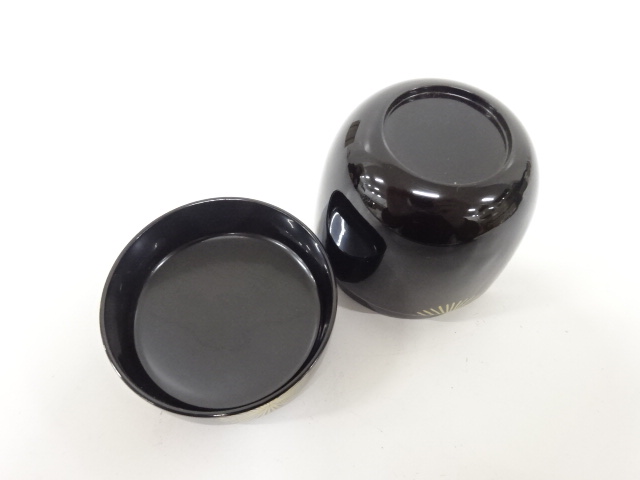  有亀造　漆塗り　唐松蒔絵　中棗